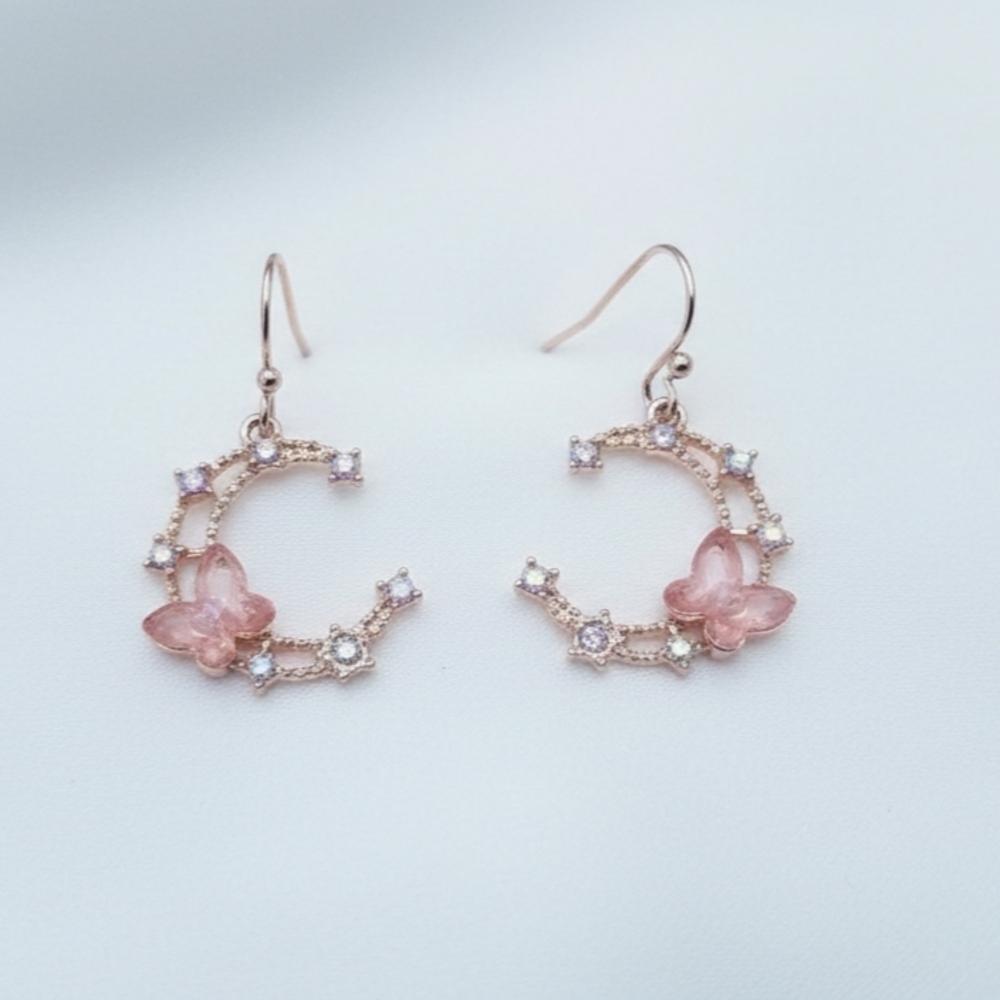 Elegant Pink Butterfly Earrings